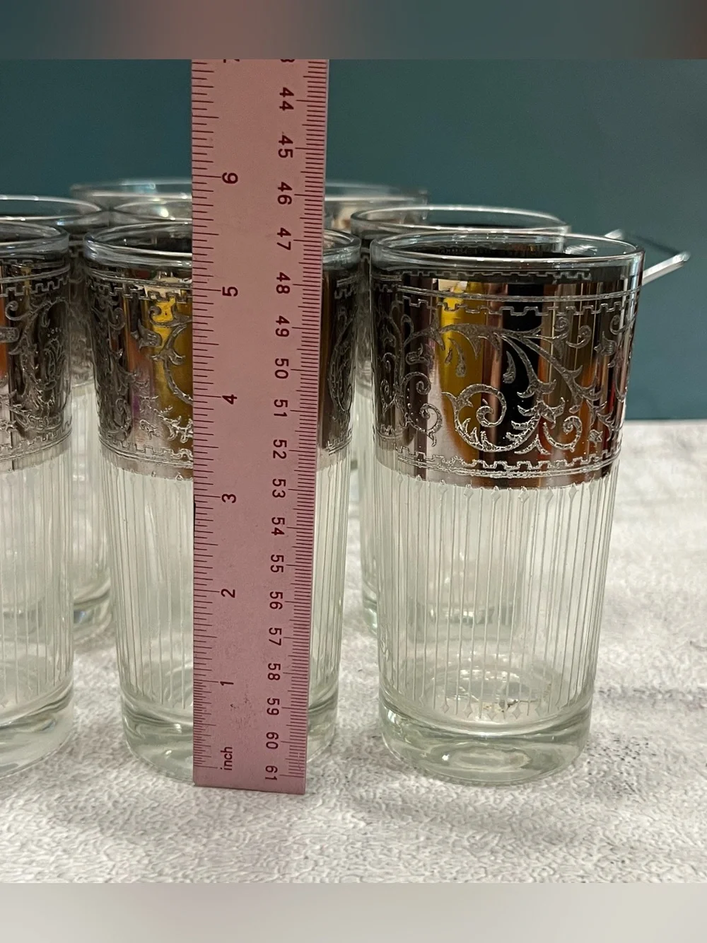 Mid Century Modern Starlyte Barware Set Caddy Ornate Ice Bucket Highball Glasses